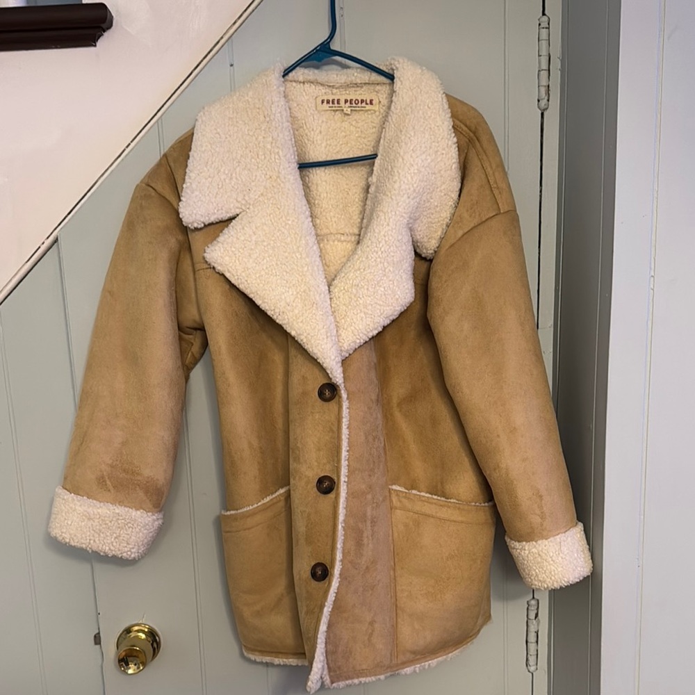Free People Tan and Cream Coat